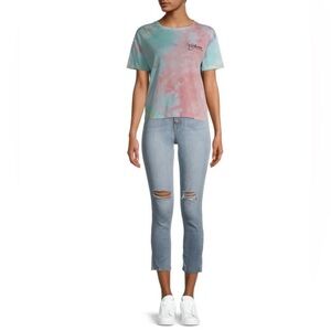 Disney “Ohana” Stitch Juniors' Graphic Tie-Dye Short Sleeve T-Shirt